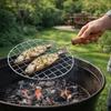 Portable Stainless Steel BBQ Grill Net Round Shape With Handle Cooking Rack Non Stick Multi Functional Wire Roaster Bbq Party