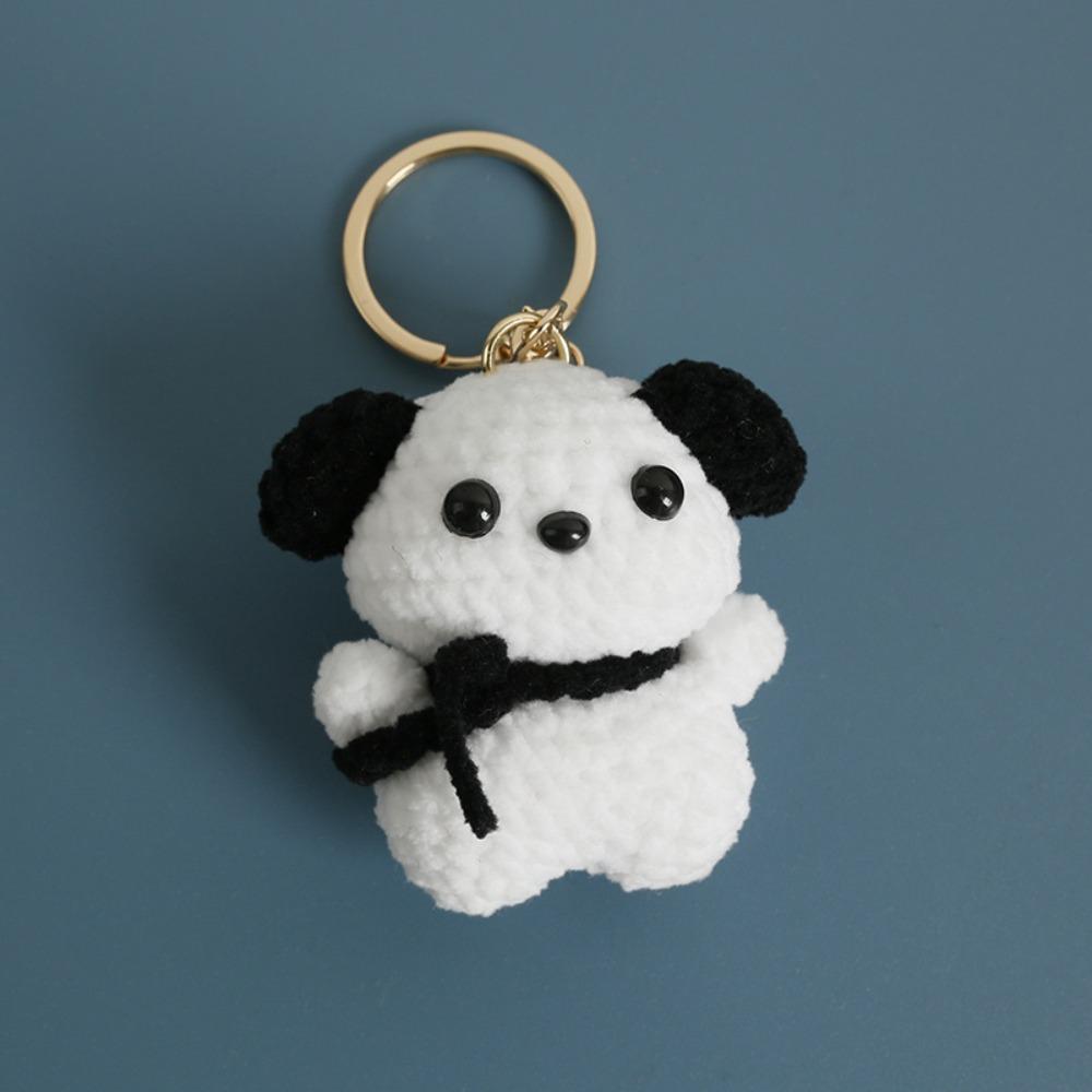 Finished Product Handwoven Dog Key Ring Animal Doll Crochet Keychains Knitted Dog Pendant Backpack