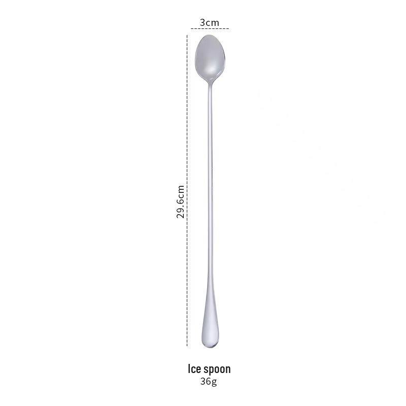 304 Stainless Steel Long-Handle Double-Ended Cocktail Stirring Spoon & Fork