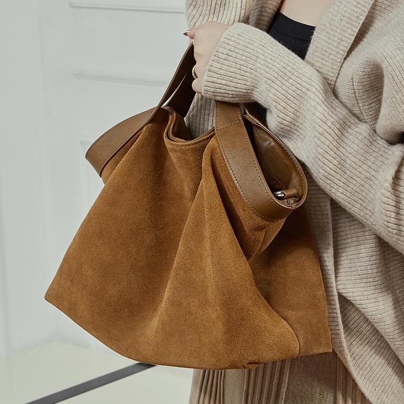 New Suede Leather Women's Bag Luxury Designer Versatile Crossbody Bags High Quality Women Handbags Split Cowhide Shoulder Bag