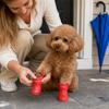 2pairs Waterproof Dog Rubber Boots Anti-slip Cat Puppy Foot Cover Portable Pet Shoes  Outdoor