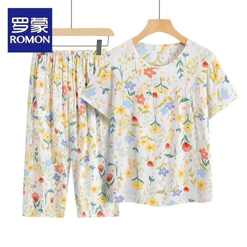 Romon Women s Summer Plus Size Cotton Silk Two-Piece Set 3XL