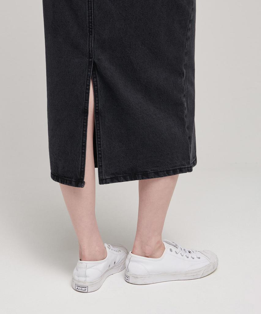 MUSINSA STANDARD WOMAN Women'S Denim Midi Skirt [Washed Black]