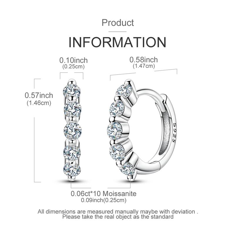 Total 0.6Ct Moissanite Hoop Earring Genuine Copper For Women Timeless Shining Wedding Engagement Party Earring Jewelry Creation