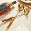Abay Stainless Steel Soup Ladle with Bamboo Handle - Set of 2