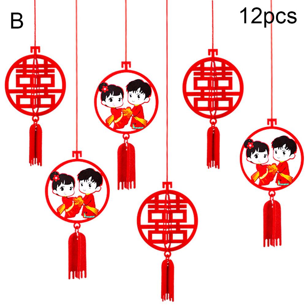 

Модные украшения фестиваль 12 шт. китайский 3D out письмо полая ткань Xi кулон подвеска свадебное украшение