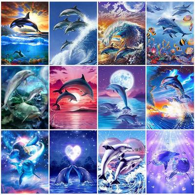 5D DIY Diamond Art Painting Animal Rhinestones Diamond Embroidery Cross Stitch Dolphin Mosaic Sale Decor For Home