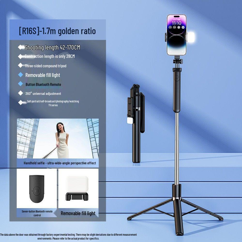 Mobile Phone Bluetooth Selfie Stick & Tripod with Fill Light - Mini, Retractable, Foldable, and Portable.