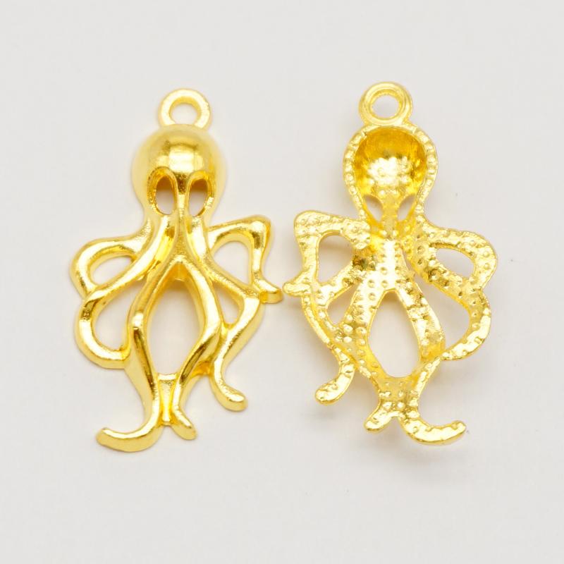10/15PCS Gold Color Marine Life Charms Alloy Fish Mermaid Shell Conch Seahorse Octopus Pendant Bracelet Jewelry Making Accessory