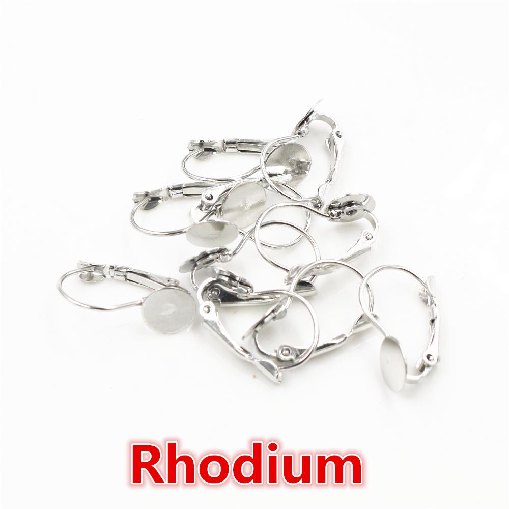

8mm 50pcs/Lot 5 Colors Plated French Lever Back Earrings Blank/Base,Fit 8mm Glass Cabochons,Buttons;Earring Bezels