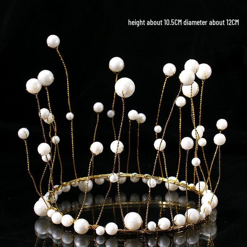 Children's Pearl Crystal Tiara Headband - Birthday Crown Cake Decoration and Adult Hair Accessory
