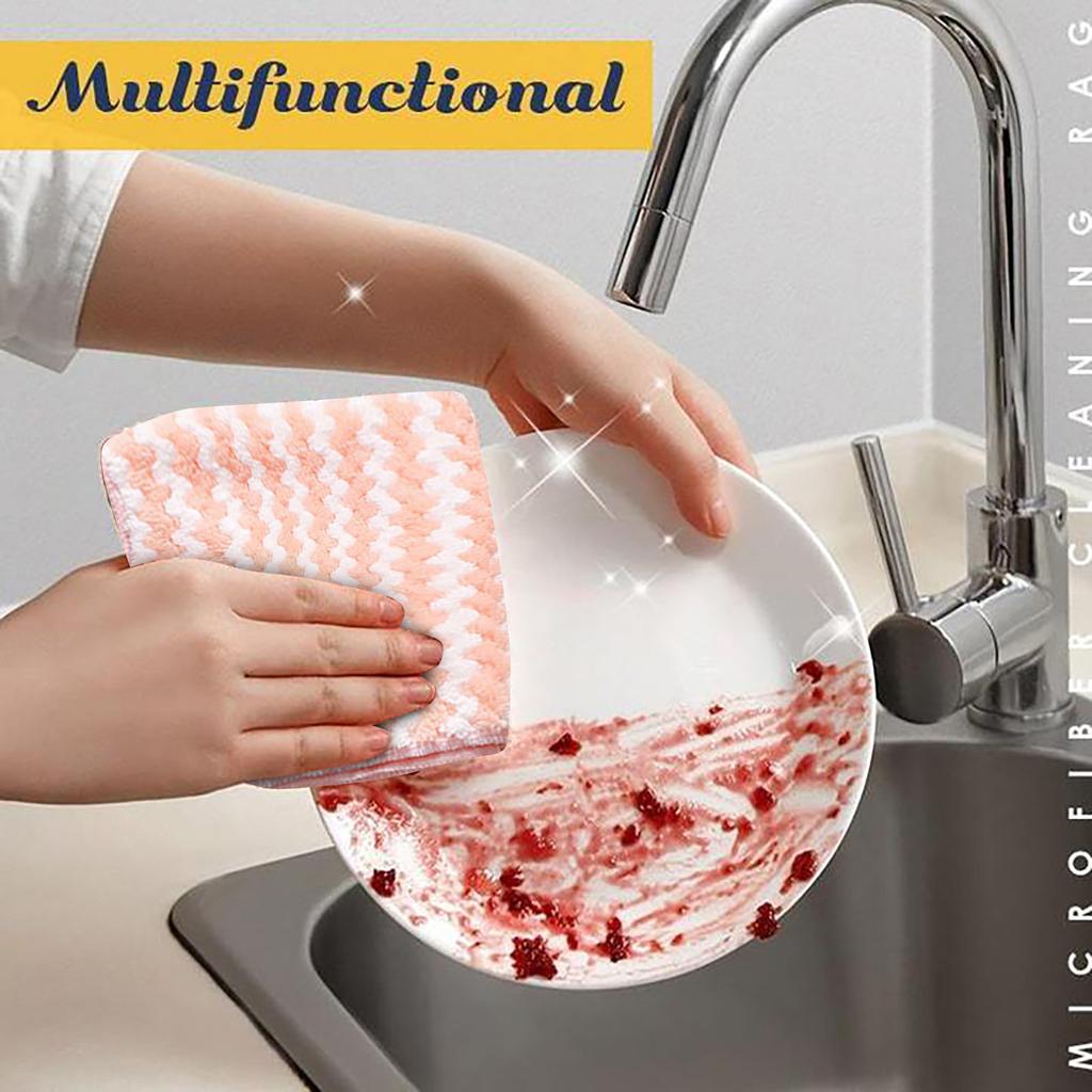 Microfiber Cleaning Rag Coral Velvet Dish Towels Kitchen Reuseable Cleaning Cloths 3pcs