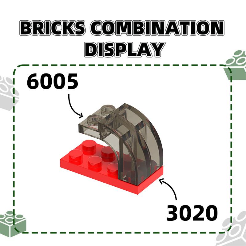 98 Stück/Los 6005 Bogen 1x3x2 Gebogene Oberseite Baustein Moc-Anbauteile Kompatibel mit Ziegel Kinder Spielzeug Geschenkbox