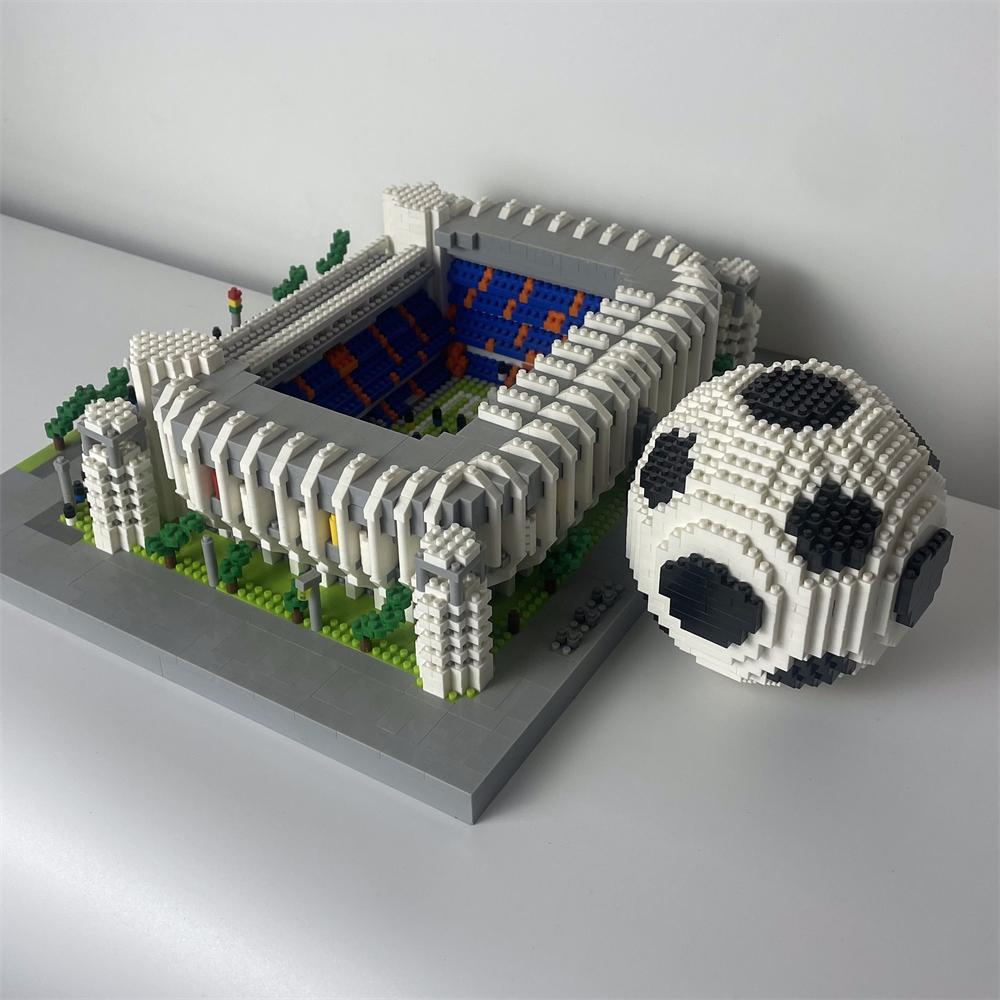 Knew Built Madrid Soccer Stadium with Soccer Ball Micro Blocks Building Toys Experience the Joy of Footballive Good Deco Gift