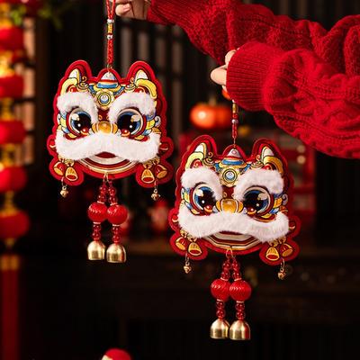 Year of The Horse Wall Hanging Chinese New Year Lion Dance Red Pendant Decoration Spring Festival Home Door Hanging Decoration