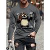 Cartoon Animal Print Men's Long Sleeve T-shirt Casual O-neck Oversized Pullover Autumn Fashion Streetwear Clothing
