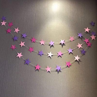 Wall Hanging Paper Star Garlands 4M Long Birthday String Chain Wedding Party Banner Handmade Children Room Home Decor