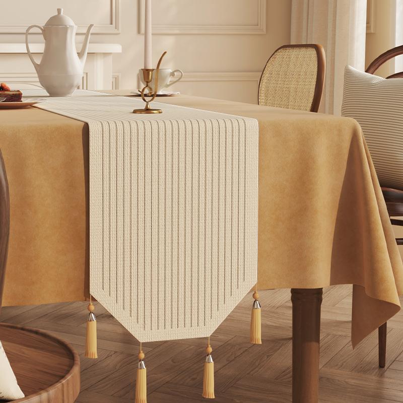 Cotton And Linen Tea Table Mat Tassel Lace Cover Chinese Traditional Table Runner Home Decor TV Cabinet Table Runners