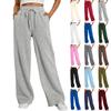 Women's Wide-leg Sports Pants, High-waist Loose Casual Pants, Drawstring Sports Flared Pants, Jogging Pants with Pockets