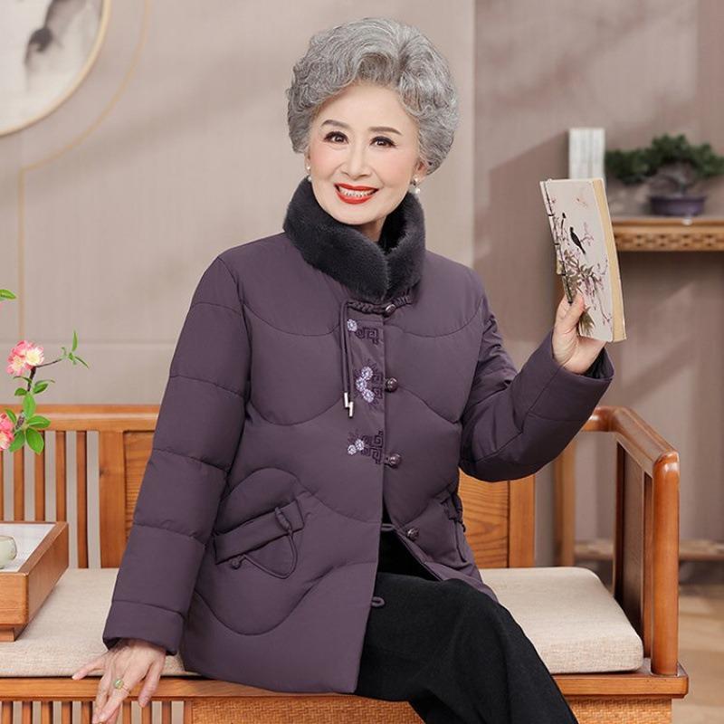 Old man down jacket women's winter clothing white duck down jacket old lady warm clothes grandma cold top