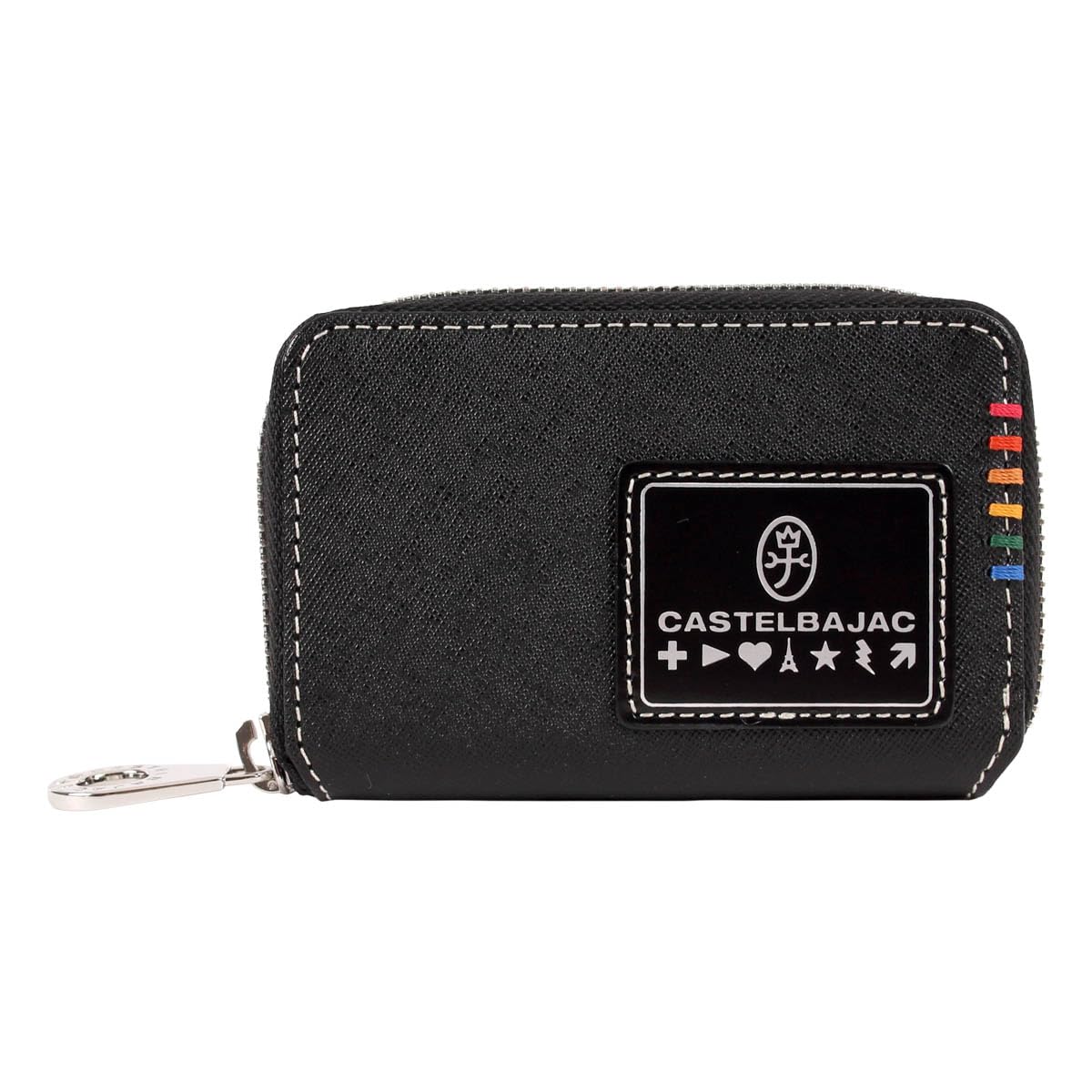 

Key Case 5 Rows Round Zipper Genuine Leather Sorting 034612 Commuter Pass Card Case Leather Cowhide Black [Castelbajac] Men s [01] чорний