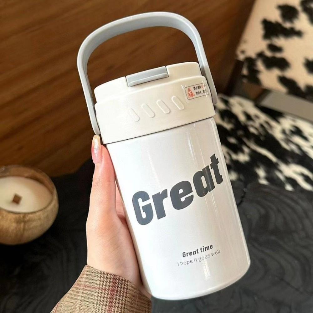 Foldable Straw Vacuum Insulated Bottle Stainless Steel Travel Tea Bottle Thermal Cup  Office Use
