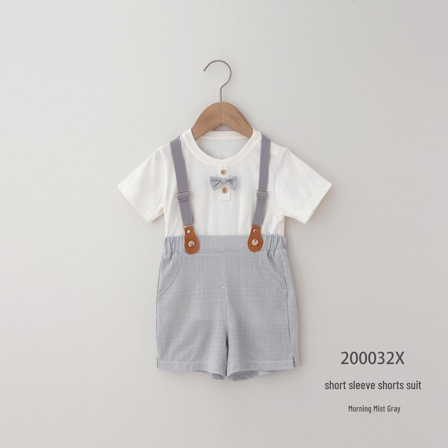 British Style Boys Summer T-Shirt & Shorts Set - Cotton Two-Piece 100 cm