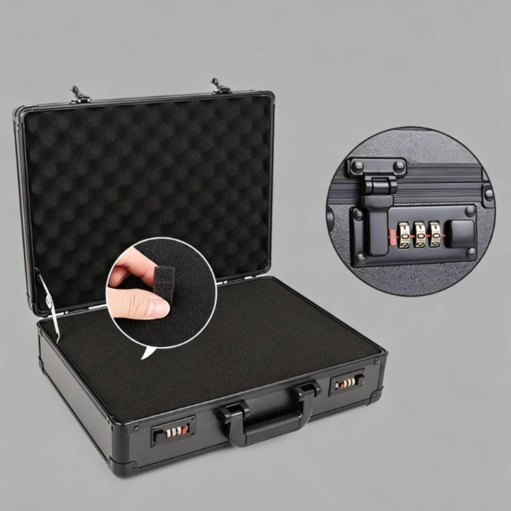 Aluminum Case Password Lock Tool for Field Work, Storage, Travel 392913cm with Cotton