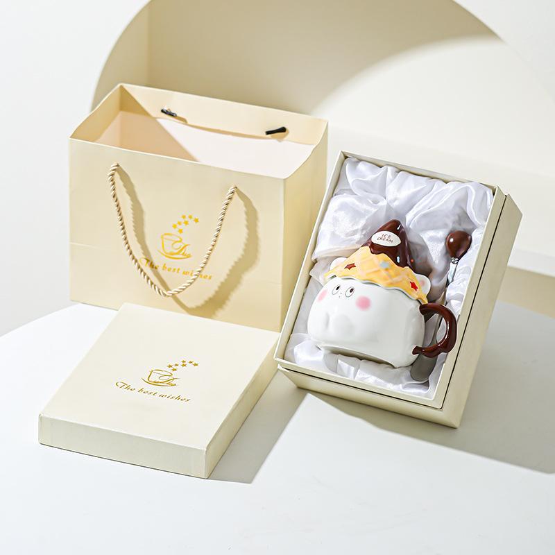 Cartoon Expression Ceramic Mug High Looking Souvenir Gift Water Cup for Best Friend Girl Heart Cup Home Breakfast Cup