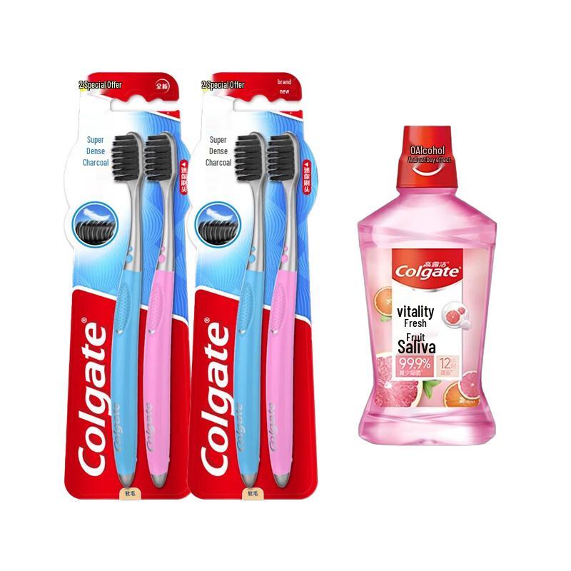 Colgate Super Dense Fluffy Silk Toothbrush Set with Mouthwash