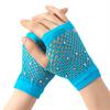 Stylish Half Finger Mesh Gloves Rhinestones Embellished Lightweight Dancewear Summer Outdoor Activity Gear