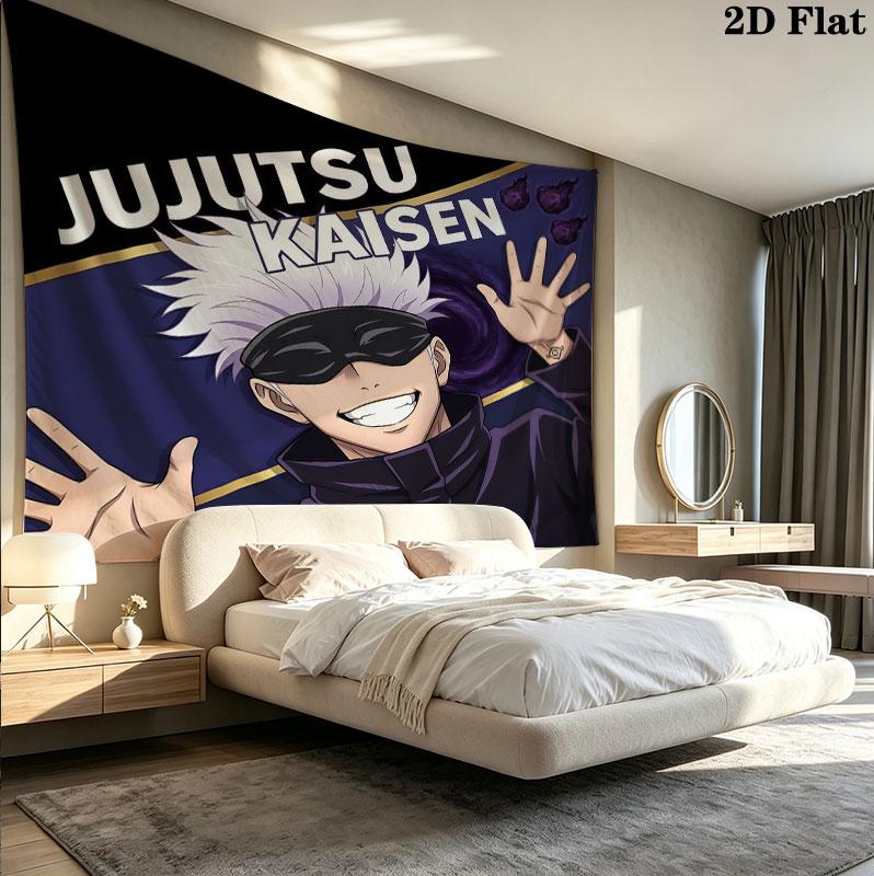 Arazzo da Parete Jujutsu Kaisen Appeso Estetico alla Parete Coperta in Tessuto Stampato Arazzi Decorativi per Camera da Letto Soggiorno Decorazione per la Casa