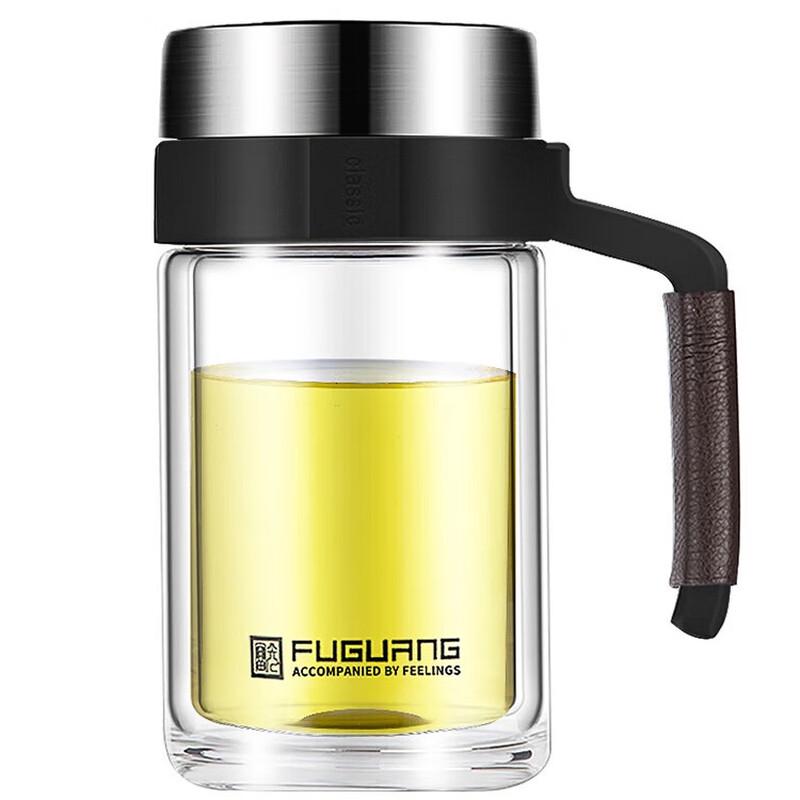 FUGUANG Double-Layer Insulated Glass Tea Infuser Bottle 500ml