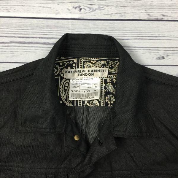 Made In Japan Katharine Hamnett Black Denim Jacket M Men Black 3/4 Sleeve Shirt Jacket(USED)