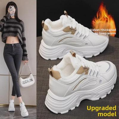 Damen Herbst/Winter 2024 Grenzüberschreitende 6CM höhenverstärkende Samt-Sportschuhe mit dicker, weicher Sohle