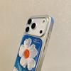 Floral Oil Painting Phone Case for iPhone 17/16 Pro Max/15/14 - Fresh Light Blue Design