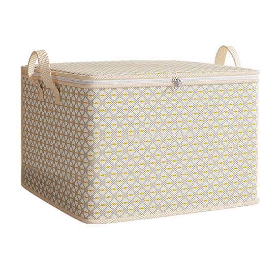 Large Fabric Storage Bags with Lids Breathable Foldable Organizers for Clothes Blankets & Toys Zippered Portable Bedding Storage Bag for Home Travel