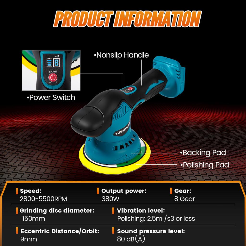 5500RPM Digital Display Electric Polisher Machine Auto Car Waxing Polishing Machine Cordless Portable Car Polisher