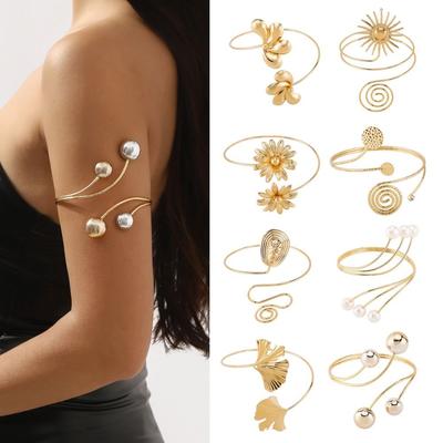 Metall Öffnungsarmreif Goldfarben Armreif Mode Breit Offener Armreif Handschmuck