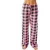 Casual Pants, Elastic Checkered Sleepwear, Loose Drawstring Wide Leg Pants
