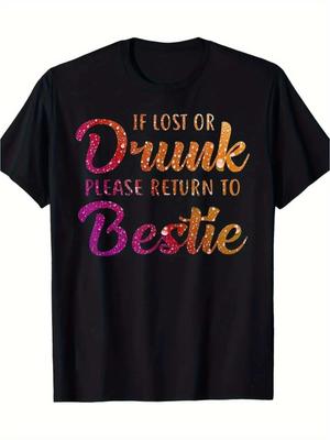 Men's Funny Couple TShirt If You'Re Lost Or Drunk Please Return To Your Friend Casual Tee with And Text Comfortable Fit