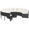 VidaXL Canapé de jardin avec table coussins rond noir résine tressée, canapé d’extérieur, canapé de forme ronde, canapé de 3318544