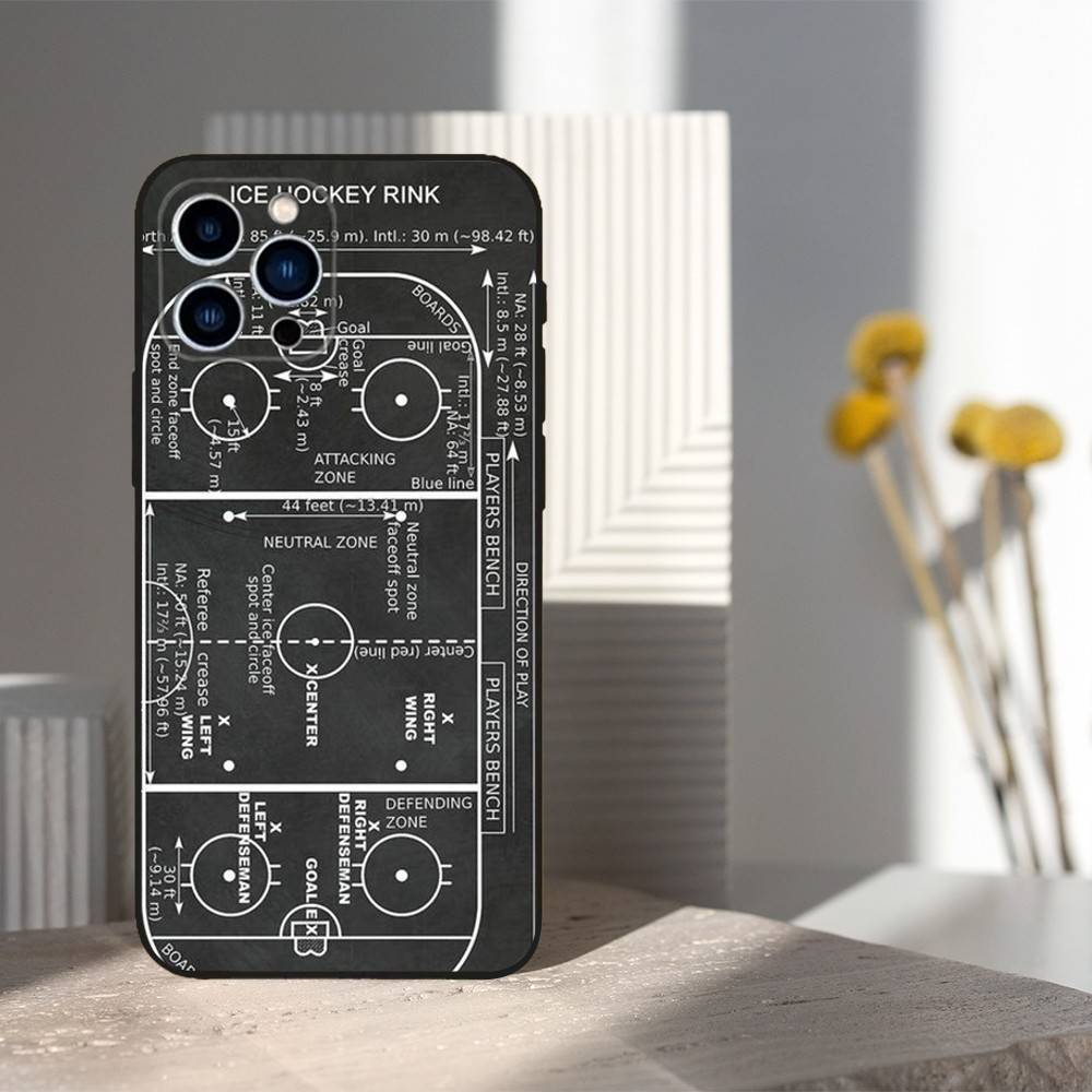 

Ice Hockey Art Phone Case For iPhone 17,16,15,14,13,12,11,Plus,Pro Max,XS,X,XR,SE,Mini,8,7,Soft Silicone Black iPhone13