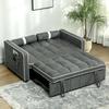 Two-Seater Linen-Look Sofa Bed - Charcoal Grey