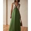 Women's Summer Color Block V Neck Sleeveless Tank Maxi Dress Loose Casual Vacation Beach Long Dress for Women