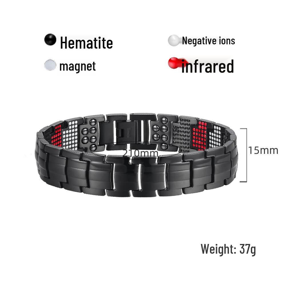 Men's Magnetic Titanium Bracelet with Germanium Beads - Stainless Steel Jewelry