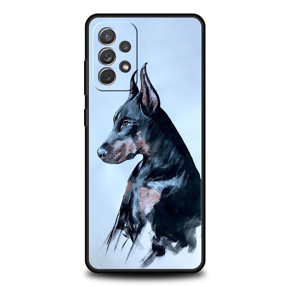 Doberman Dog Phone Case for Samsung Galaxy A55 A35 A15 A14 A13 A25 A54 A51 A71 A72 A73 A32 A52 A41 5G Soft TPU Shell Fundas Bags