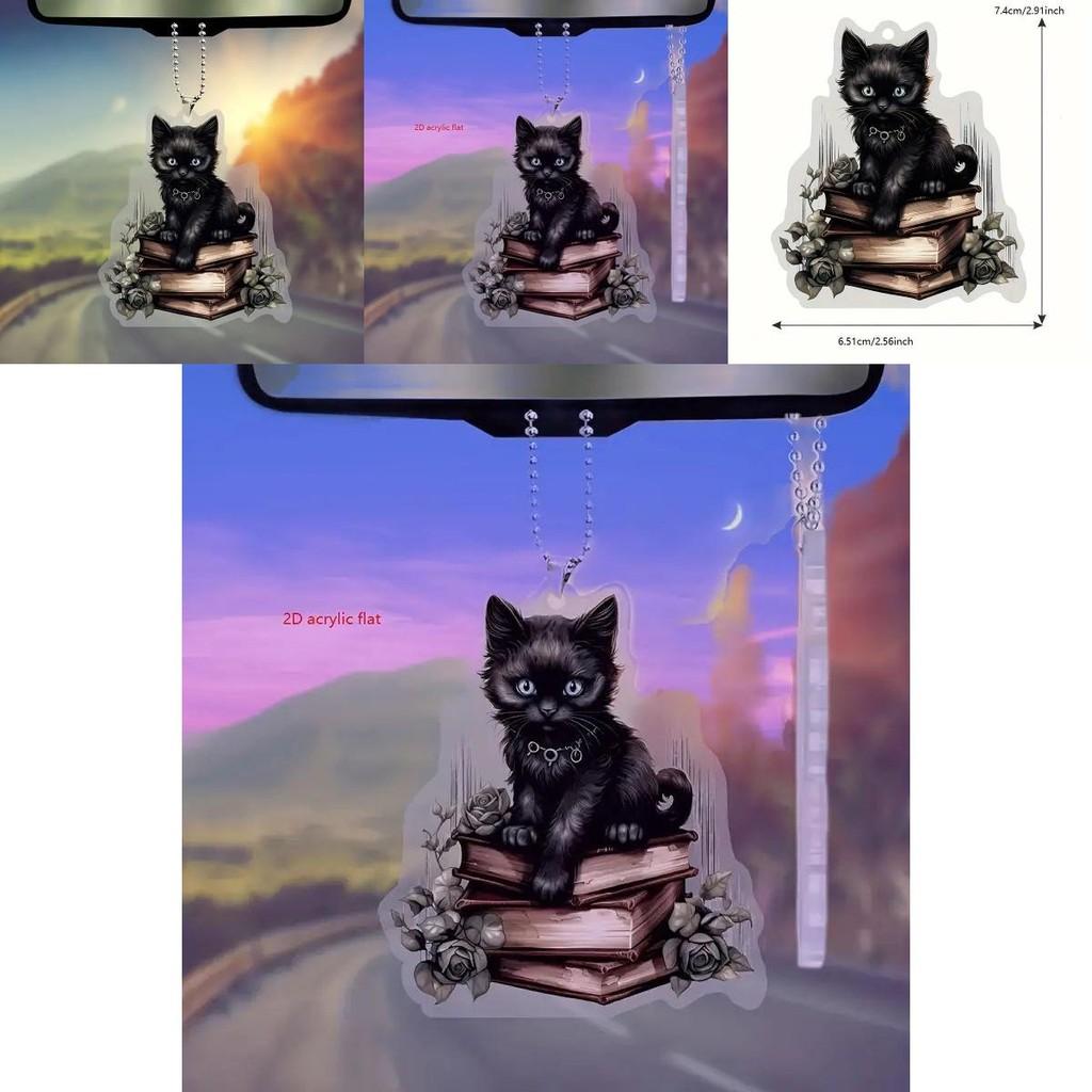 Charming Acrylic Black Cat Hanging Ornament For Car Interior Decoration