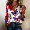 Camicia rétro a righe contrastanti in raso a maniche lunghe, camicia da pendolare temperamentale americana rétro, larga e sottile