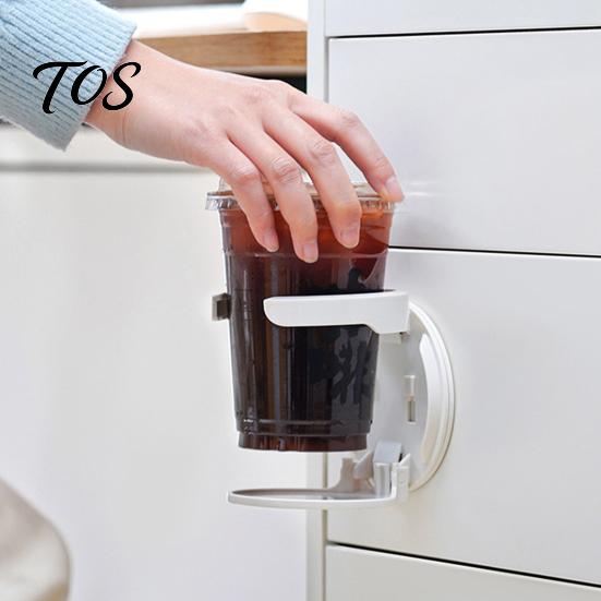 Wall Mounted Beverage Rack 2PCS Foldable Cup Holder, Space Saving Adhesive Drink Compact Travel Stand Stable for Coffee Mugs Water Bottles And